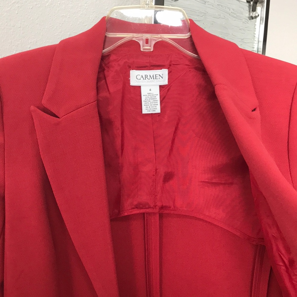 CARMEN MARC VALVO Red Long Blazer - Picture 7 of 8